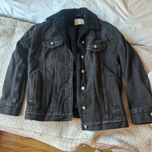 Wild Fable Black Denim Jacket with Sherpa Lining